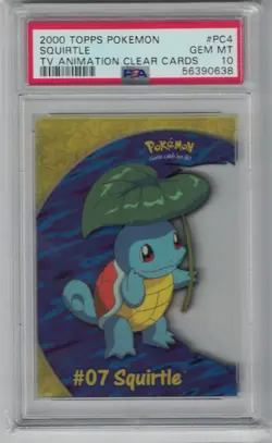 PSA 10 GEM MINT Squirtle 2000 Topps TV Animation Clear Pokemon Card #PC4 - Image 1