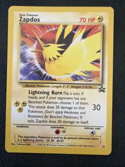 Zapdos 23 NM Black Star Promo Rare Pokemon TCG Card 2000 Vintage WoTC - Image 1