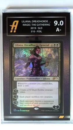 MTG Card Liliana, Dreadhorde General Stained Glass SLD Graded Ambr 9 Purple Fade - Image 3