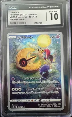 CGC 10 Lunatone Holo 184/172 AR Art Rare VSTAR Universe Japanese Pokemon Card - Image 1