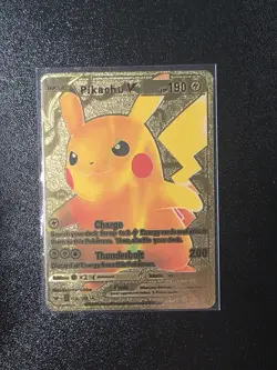 Pikachu V Charge Thunderbolt Metal Gold Foil Pokemon Card - Image 1