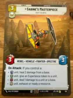 STAR WARS UNLIMITED TCG JTL HYPERSPACE RARE CARD SABINE'S MASTERPIECE - Image 1