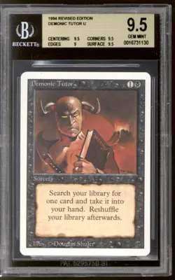 Magic MTG 3rd Edition Revised Demonic Tutor BGS 9.5 (9.5, 9.5, 9, 9.5) GEM MINT - Image 1