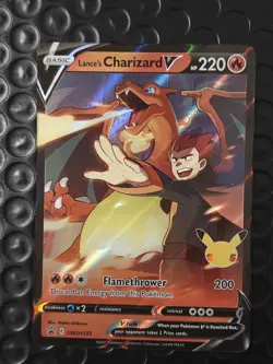 Pokemon TCG Celebrations SWSH133 Lance's Charizard V - Promo 25th Anniversary NM - Image 2