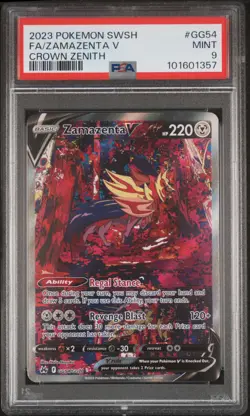 2023 POKEMON SWORD & SHIELD CROWN ZENITH #GG54 FULL ART/ZAMAZENTA V PSA 9 - Image 1