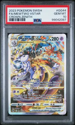 2023 POKEMON SWORD & SHIELD CROWN ZENITH #GG44 FULL ART/MEWTWO VSTAR PSA 10 - Image 1