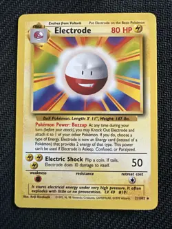 Electrode 1999 Pokemon Base Set Unlimited Rare #21/102 Vintage WoTC LP - Image 1