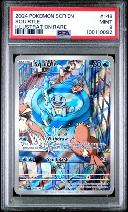 2024 POKEMON SCR EN-STELLAR CROWN ILLUSTRATION RARE #148 SQUIRTLE PSA 9 - Image 1