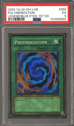 Yu-Gi-Oh Legend Blue of Eyes 1st Edition WAVY Polymerization LOB-059 PSA 5 - Image 1