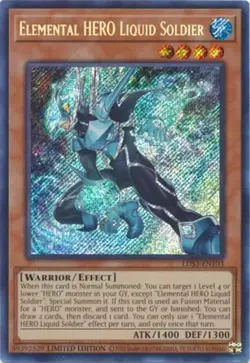 YUGIOH ELEMENTAL HERO LIQUID SOLDIER SECRET RARE LIGHT PLAY LDS3-EN103 - Image 1