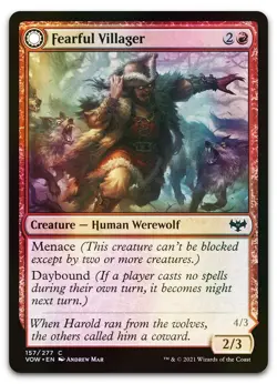 Fearful Villager #157 (Foil) (NM) Crimson Vow VOW Magic MTG - Image 1