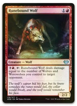 Runebound Wolf #176 (Foil) (NM) Crimson Vow VOW Magic MTG - Image 1