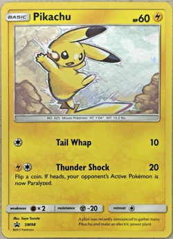 Pikachu SM98 Sun & Moon Ultra Rare Holo Black Star Promo 2017 Pokemon TCG LP - Image 1