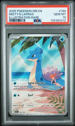 2025 POKEMON DRI EN-DESTINED RIVALS ILLUSTRATION RARE #194 MISTY'S LAPRAS PSA 10 - Image 1