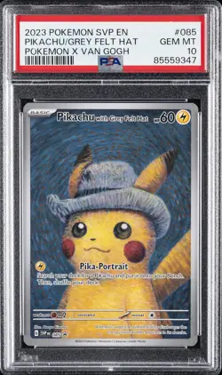 2023 POKEMON SVP EN-SV BLACK STAR PROMO #085 PIKACHU WITH GREY FELT HAT PSA 10 - Image 1