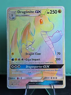 2018 Pokemon Black Star Promo #SM156 Dragonite GX Full Art CREASED HP - Image 1