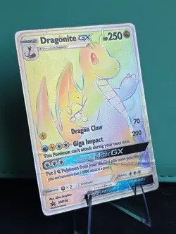 2018 Pokemon Black Star Promo #SM156 Dragonite GX Full Art CREASED HP - Image 2