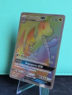 2018 Pokemon Black Star Promo #SM156 Dragonite GX Full Art CREASED HP - Image 3