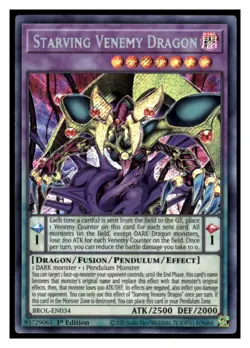 Yugioh Starving Venemy Dragon BROL-EN034 Secret Rare Brothers of Legend LP - Image 1