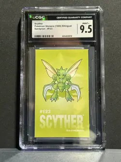 Pokemon Scyther CGC 9.5 Sandylion #123 Sticker 1999 Nintendo - Image 1