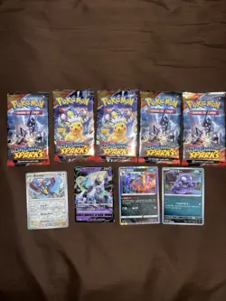 Pokemon TCG 5x Surging Sparks Sealed Packs,4x Single Cards Sleeved - Image 1
