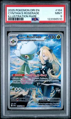 2025 POKEMON DRI EN-DESTINED RIVALS ILLUSTRATION RARE CYNTHIA'S ROSERADE PSA 9 - Image 1