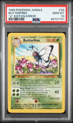 Butterfree 33/64 "d" 1st Edition ERROR PSA 10 GEM MINT Jungle Pokemon Card - Image 1