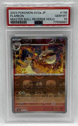 Pokemon TCG Masterball Reverse HOLO Graded Flareon Card 136/165 PSA 10 JPN - Image 1