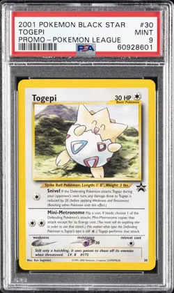 2001 POKEMON PROMO BLACK STAR POKEMON LEAGUE #30 TOGEPI PSA 9 - Image 1