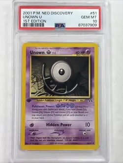 Pokemon 2001 Neo Discovery 1st Edition UNOWN U #51 PSA 10 GEM MINT - Image 1