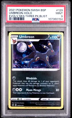 2021 POKEMON SWSH BLACK STAR PROMO #129 UMBREON-HOLO PSA 9 - Image 1