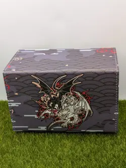 Large Deck Box Yugioh Felt PU Leather Red Eyes vs Blue Eyes Cards Black Red TCG - Image 1