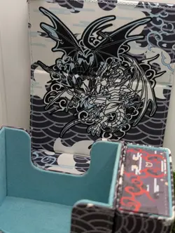 Large Deck Box Yugioh Felt PU Leather Red Eyes vs Blue Eyes Cards Black Red TCG - Image 3