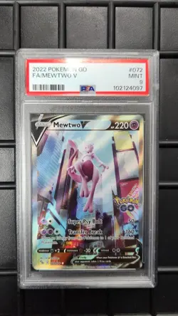 Pokemon Go Mewtwo v Alternate Full Art Holo Card 072/078 PSA9 - Image 1