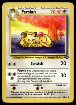 Persian 42/64 Pokemon Card Jungle Uncommon 70 HP Lightly Played C32 - Image 1