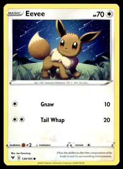 Eevee 130/185 Pokemon Card Vivid Voltage Common 70 HP Near Mint O30 - Image 1