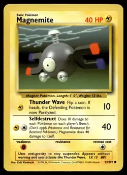 Magnemite 53/102 Pokemon Card Base Set Common 40 HP Lightly Played C39 - Image 1