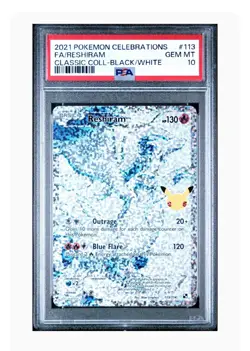 PSA 10 Reshiram Celebrations 113/114 Classic Collection Holo Pokemon Card TCG - Image 1
