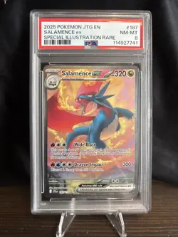 Pokemon TCG Salamence EX Card 187/159 Sir Journey Together PSA 8 - Image 1