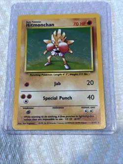 Pokemon TCG Hitmonchan Base Set Holo Unlimited Rare Card 7/102 🧼CLEAN!!!🧼 - Image 2
