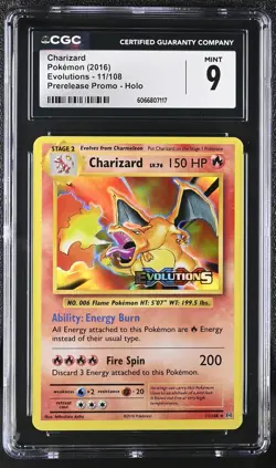 CGC 9 MINT Charizard 2016 Evolutions 11/108 Prerelease Holo Pokemon Card - Image 1