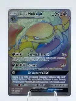 Pokemon Card - Alolan Muk GX 157/147 Burning Shadows Secret Rare Rainbow Holo - Image 1