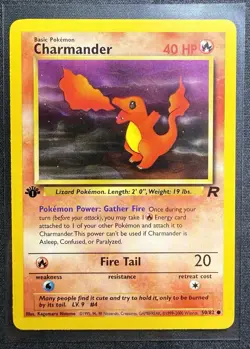 Pokemon TCG Charmander 50/82 1st Edition Team Rocket Near Mint WOTC Vintage Card - Image 1