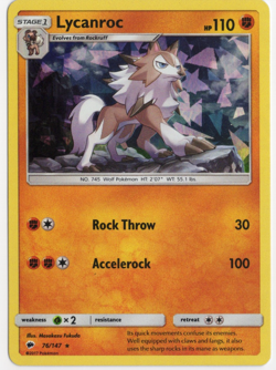 Lycanroc 76/147 Cracked Ice Shattered Holo Burning Shadows Pokemon Card - Image 1