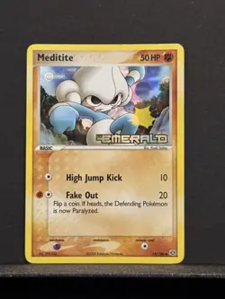 MEDITITE - 55/106 - EX EMERALD - COMMON - POKEMON CARD - STAMPED - Image 1