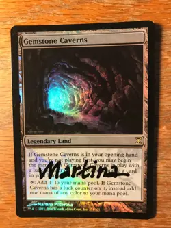 Magic the Gathering MTG foil Gemstone Caverns Time Spiral signed by Artist LP+ - Image 1