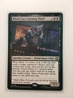 MTG Black Cat Cunning Thief x1- Borderless-Marvel's Spider-Man-Near Mint #0052 - Image 1