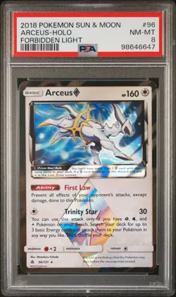2018 POKEMON SUN & MOON FORBIDDEN LIGHT #96 ARCEUS-HOLO PSA 8 - Image 1