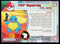 1999 Topps Pokemon TV Animation Series 1 Squirtle Green Logo #7 - Image 2