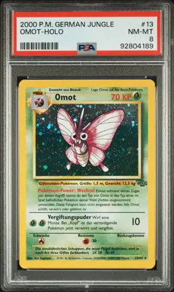 2000 Pokemon GERMAN Unlimited Dschungel Jungle Omot-Venomoth Holo 13/64 PSA 8 - Image 1